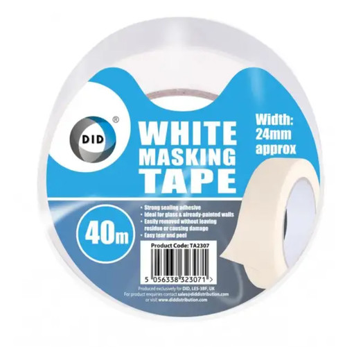 White masking tape 40m - white,