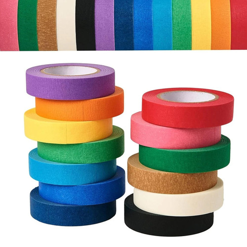 Coloured masking tape - tape, 12