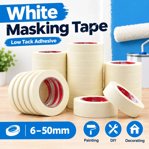 White masking tape 20m 50mm - 20m, 6-50mm