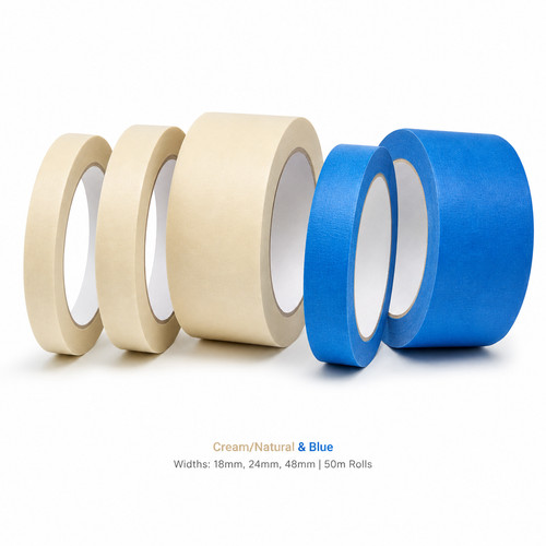 Masking tape 50m cream blue - tape,