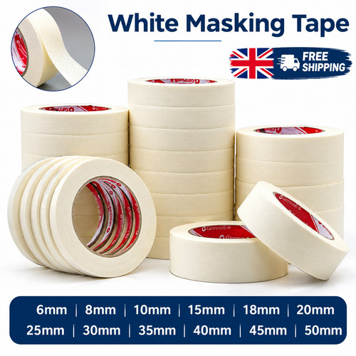 White masking tape 20m - tape, 6-50mm